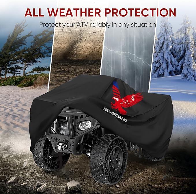 Neverland ATV Cover, Waterproof Heavy Duty 4 Wheeler Cover with Buckle, Dustproof Anti UV Windproof All Weather Outdoor Storage Quad Cover for Polaris Sportsman Yamaha Honda Coleman