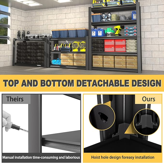 72" H x 48" W x 20" D 5-Tier Heavy Duty Garage Shelving Unit, 3000 LBS Capacity Metal Storage Rack,Adjustable Steel Shelves for Garage, Warehouse, Basement, Pantry, Workshop.2 Pack