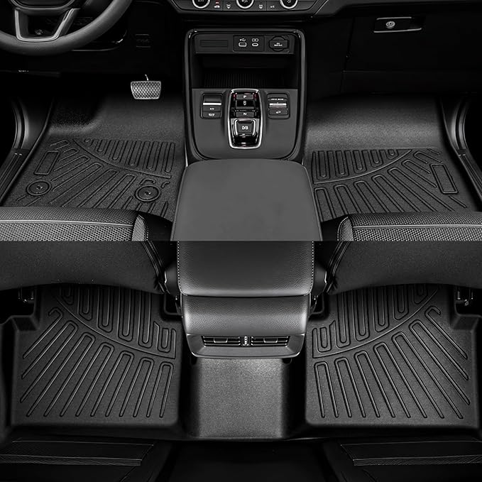 Powerty Floor Mats for 2023-2025 Chevy Colorado/GMC Canyon Accessories, All Weather Car Liners TPE Truck Mats, 1st & 2nd Row Black