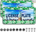License Plate Covers for Men Green License Plate Frames for Women Alien Universal Aluminum Car Accessory 2 Pack with Screw Covers Set