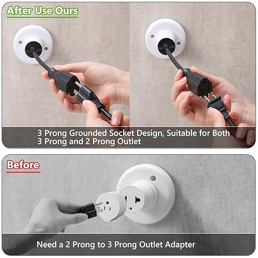 Feekoon 1 Pack 3 Outlet Light Socket Adapter, Convert E26/E27 Bulb Socket to 3 Prong Outlet with Extension Cord, Light Bulb Plug Adapter Converter Suitable for Outdoor Porch Garage Patio Use (Black)