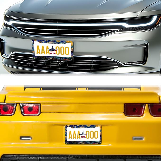 License Plate Frame Multicolor License Plate Holder The Starry Night Universal Aluminum Car Accessory 2 Pack with Screw Covers Set