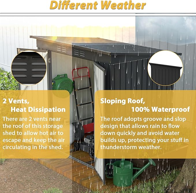 6x4 FT Outdoor Metal Storage Shed with Lockable Door & Floor Frame, Heavy-Duty Garden Tool Shed, Weatherproof Steel Utility Shed for Backyard, Patio, or Lawn Organization