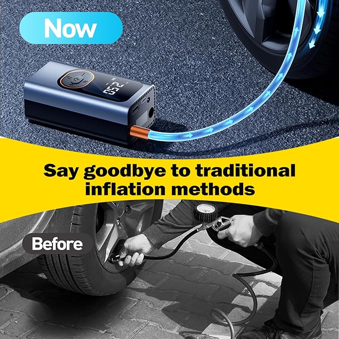 X9 Pro Portable Tire Inflator 1Min2X Faster 150PSI Air Compressor,25000mAh Portable Air Pump for Car Tires,Inflation Air Compressor with Digital Pressure for Car,Electric Bikes,Motorcycle,Ball