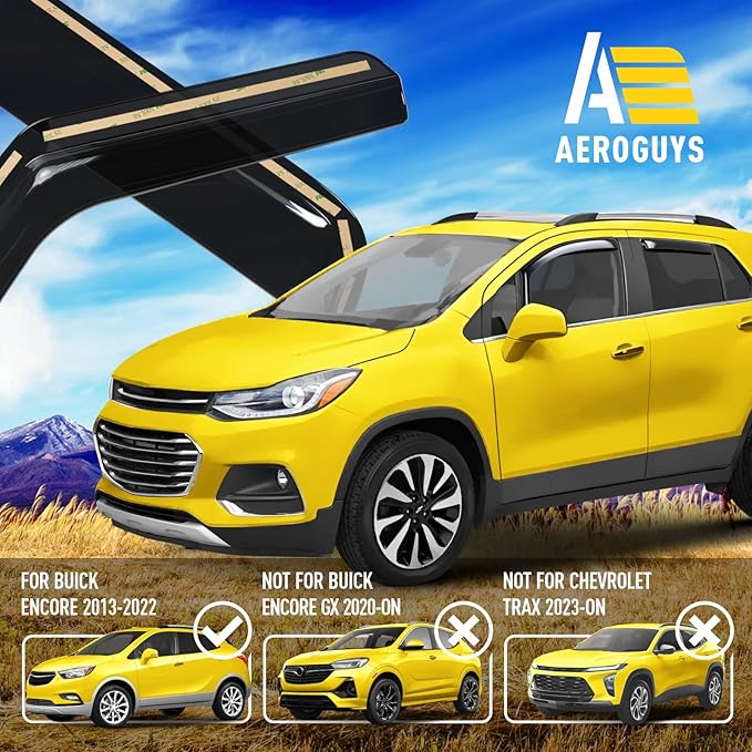 Extra Durable Window Deflectors in-Channel Window Visors Rain Guards Fit for Chevrolet (Chevy) Trax 2014-2022, Sun Visors, Wind Vent for Shades, Exterior Car Accessories - 4pcs. AG0026