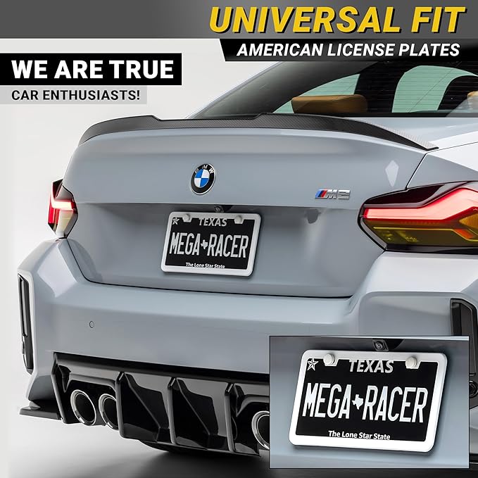 Premium Slim Sleek White License Plate Frame – 1 Pack, Rust-Free & Rattle-Free Stainless Steel, Street Legal, Universal with Screw Covers, Thin Edged Metal Front or Rear Car Tag Holder for Men & Women
