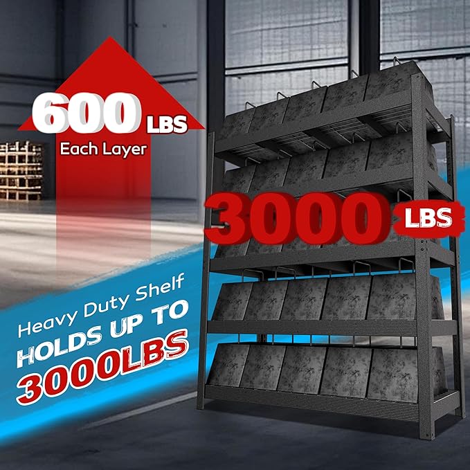 MUPATER 59.84”W × 24.02”D × 71.65”H Heavy Duty Metal Storage Shelves, 3000 LBS Utility Shelf Racks with 5-Tier Adjustable Shelves, Garage Shelving Unit for Warehouse, Garage, Kitchen