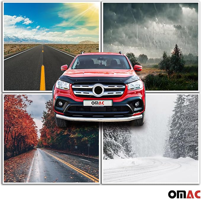 OMAC Front Bug Shield Hood Deflector Guard for Fiat 500L 2014-2020 Black Smoke