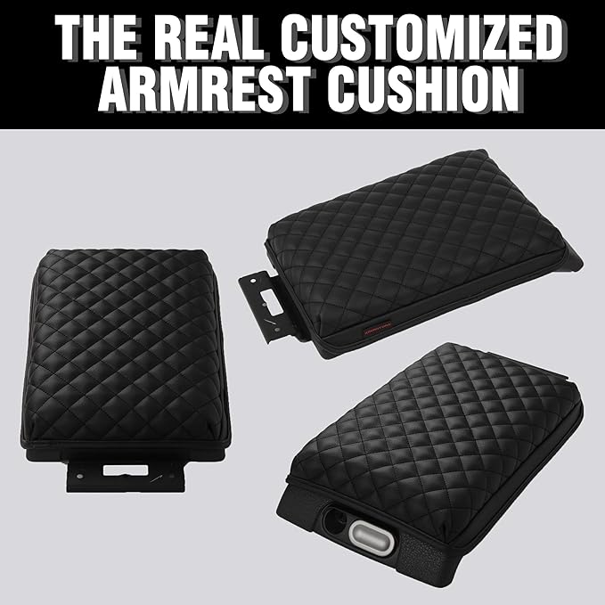 KMMOTORS F150 Center Console Cover, Armrest Cushion, Interior Accessories for F150 Car Gadget, Vegan Leather, Armrest Protector (2009~2014, Black)
