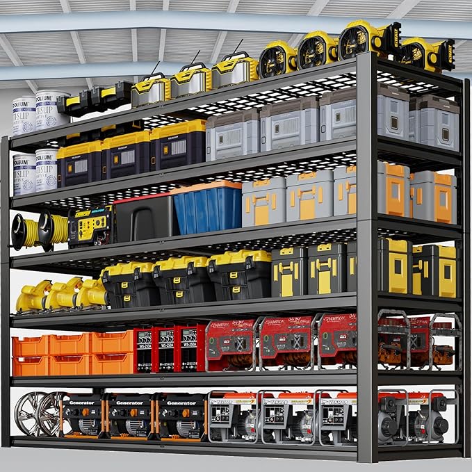 67" W Garage Shelving Heavy Duty, Adjustable 6 Tier Metal Shelves, Commercial Metal Shelf Rack, Industrial Shelving
