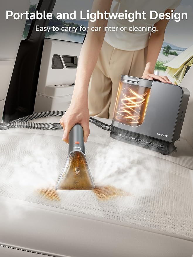 uwant Portable Carpet Cleaner with Steam& HeatingSystem, 18Kpa Powerful Suction Carpet Cleaner Machine with Exclusive Tools 2in1 Upholstery Steam Cleaner Machine (Grey)