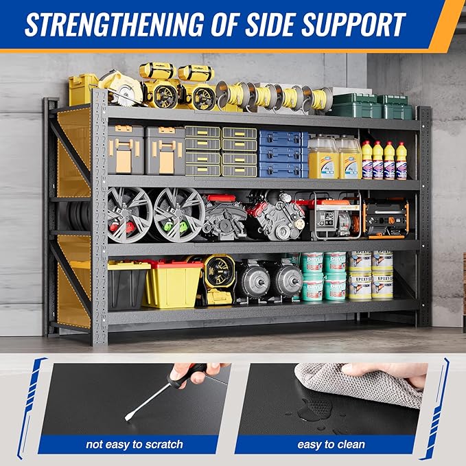 68" W Storage Shelves 8000lbs Garage Metal Shelving Heavy Duty Garage Shelves Adjustable Storage Shelves for Industrial, Factory, (68" W X 24" D X 63.5" H)