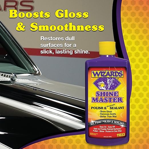 Wizards Shine Master Polish and Breathable Sealant - 16 oz - No Wax or Free Silicone - Polishes and Protects with No Greasy Film - Wax Replacement Car Polishing Compound for Boat and Car Polish