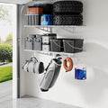 LEXIMOUNTS 2-Pack 2x4ft Garage Shelving with Hooks, 24-inch-by-48-inch Wall Shelf Garage Storage Racks Floating Shelves, White
