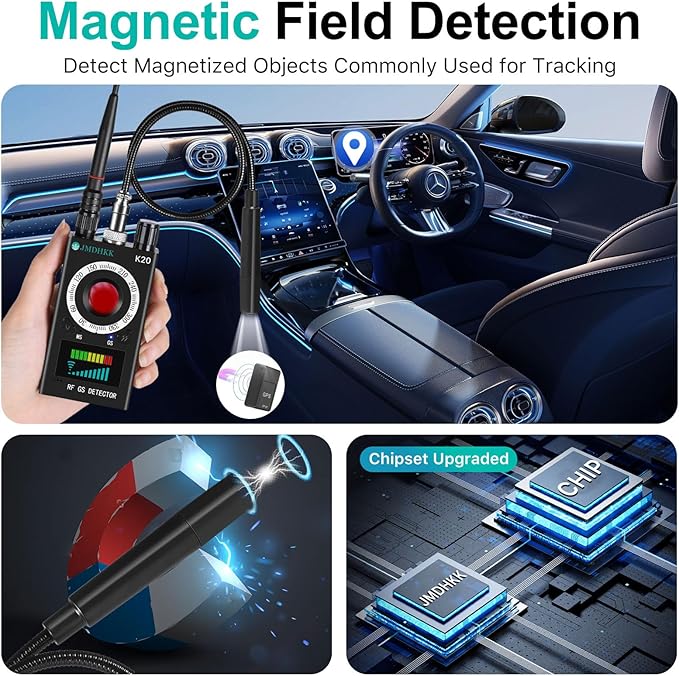 JMDHKK Hidden Camera Detector, Bug Detector & GPS Tracker Detector – RF Detector & Camera Finder for Hotel, Travel, Car, Office, Home Privacy Protection