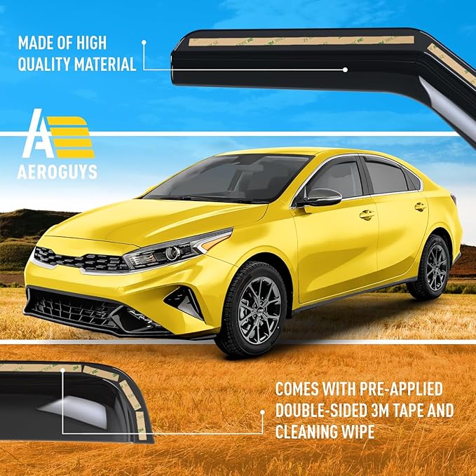 Extra Durable Window Deflectors in-Channel Window Visors Rain Guards Fit for Kia Forte 2019-2025, Sun Visors, Wind Vent for Shades, Exterior Car Accessories - 4pcs. AG0769