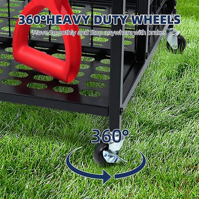 Heavy Duty Garden Tool Storage and Organizer, Yard Tool Organizer with Wheels, Thickened Metal Large Tool Organizers and Storage for Garage, Shed, Outdoor
