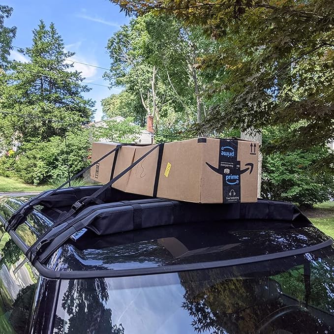 Kayak Roof Rack Pads Universal Car Soft Roof Rack for Canoe/Surfboard/Paddle Board/SUP/Snow Board with Adjustable & Steady Tie-Down Straps and Storage Bag (Dark Black)