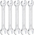 HARFINGTON 5pcs Double Open End Wrench 6mm x 8mm Metric 15 Degree Offset Angle Small Flat Head Wrench Galvanizing Open Ended Spanner for Automotive Repair Furniture Assembly