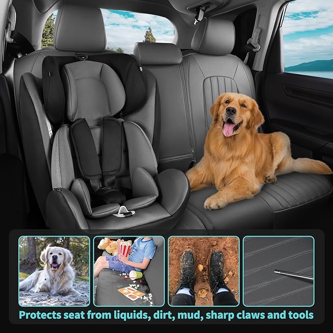 Seat Covers for Honda CRV 2023 2024 2025 2026 EX/EXL/LX/Sport/Touring/Special Edition, Hybrid & Gas, 1:1 Custom Leather Seat Covers Full Set - Grey