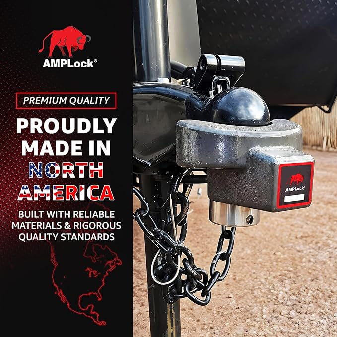 AMPLock - U-BRHT2516 2-5/16" Trailer Ball Hitch Lock - Titan Weld-on Design for Boat, RV, and RVs & Travel Trailer Hitch Coupler Locks, Patented 2-Parts Anti-Theft Lock with Push & Locking System