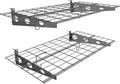 EVERHANGER Wall Mounted Garage Wall Shelves, 2 x 4 ft Metal Storage Shelves, Heavy Duty Wall Shelving with Hooks, Holds Up to 220 Lbs, Black