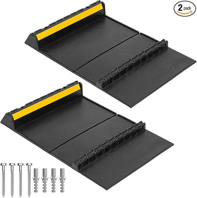 Rubber Garage Parking Mat 17.6 * 23.6 * 2.8" Heavy Duty Wheel Stoppers Anti-Slip Black Parking Aids Automotive Wheel Stabilizer 2 Packs