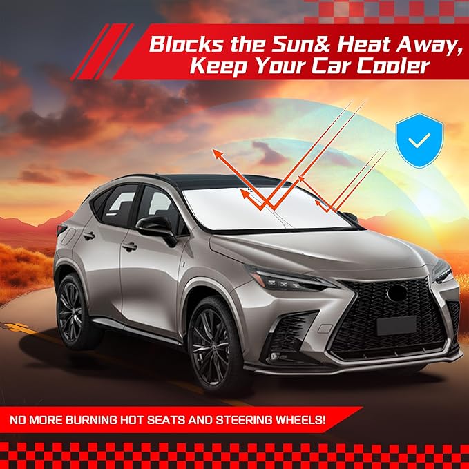 ARISMOTOR Windshield Sun Shade for Ni-ssan Kicks 2018-2024, Custom Fit Foldable Front Window Sunshade Sun Visor Protector, Block UV Rays Keep Your Car Cooler