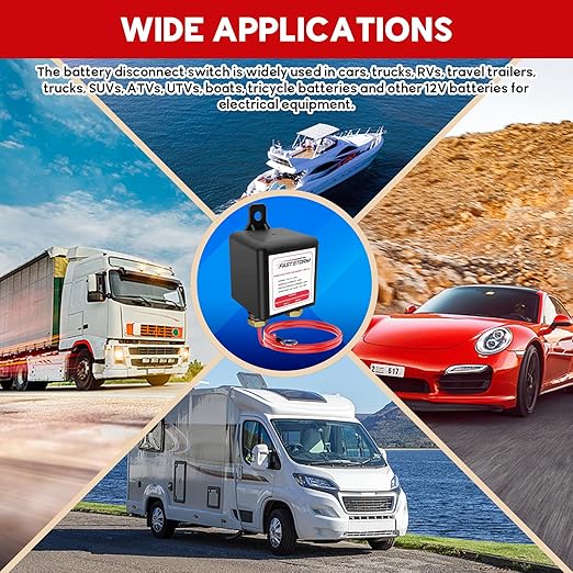 Side Post Remote Battery Disconnect Switch 12V, 250A Negative Battery Cut Off Switch Anti-Theft Kill Switch Kit Upgrade Prevent Battery Drain for Car Truck, RV Auto, Boat,Vehicle etc