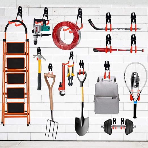 3-H Heavy Duty Garage Hooks [10 Pack] - 3-Round Welding Tech Holds 22lbs More - Thickened Steel Wall Mount for Ladders, Tools & Storage - Rustproof Utility Hardware