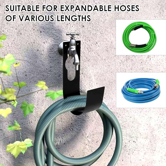 3Pcs Garden Hose Hanger Hook Carbon Steel Expandable Hose Holder Rack Wall Mounted Metal Faucet Hanger Hook for Garage Storage