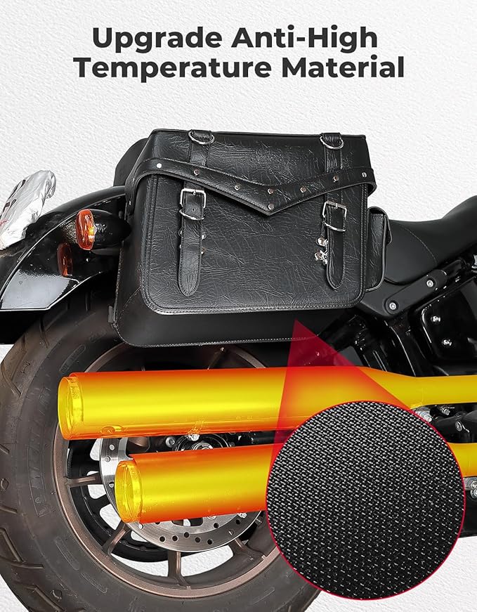 KEMIMOTO Motorcycle Saddlebags Heavy Duty 30L PU Leather Luggage Throw Over Saddle Bags Large Capacity Compatible with Sportster Softail Dyna Road King V-star Shadow