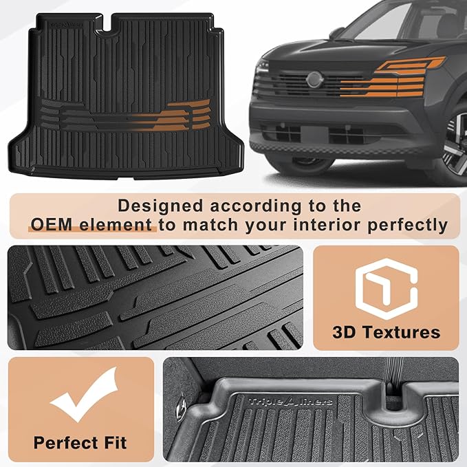 TripleAliners Trunk Mat All Weather Liners Compatible with 2025 Nissan Kicks Interior Accessories Custom Fit Anti-Slip TPE Full Coverage Protection Rear Trunk Floor Mat (S Trim Level ONLY)