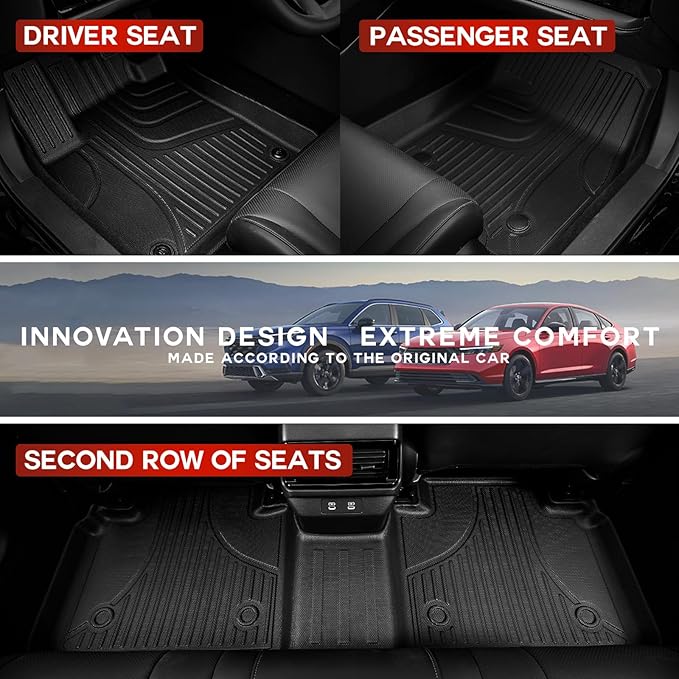 2025 HRV Floor Mats - Original Floor Mats Custom Fit for 2023 2024 2025 2026 Honda HRV & 2025 Acura ADX TPE Rubber Car Mats, All Weather Protection Floor Liners for HR-V Accessories 1st & 2nd Row