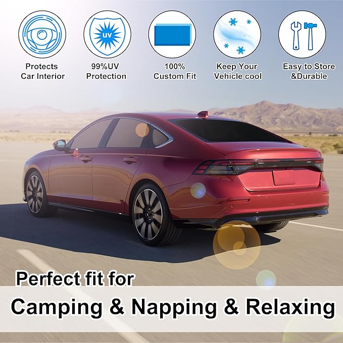 TINGLU Window Shades for Honda Accord 2023 2024 2025 Accessories Car Side Full Windows Windshield Sun Shade Sun UV Rays & Privacy Protection for Camping,Napping,and Relaxing 8PCS