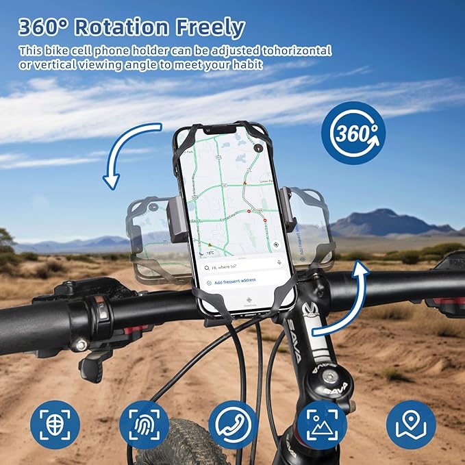 FANAUE Aluminum Phone Holder with 1" Ball Head Adapter - Universal RAM Mounts B Size Compatible, Double Socket Arm Design for Motorcycles/Bikes/ATVs/Cars/Trucks - Secure 360° Rotation