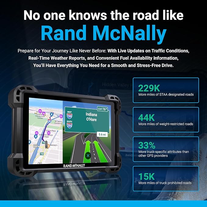 Rand McNally RANDTAB7 7-inch GPS Truck Navigator with Industry's Best Custom Trucking Routes, Rand Navigation 2.0 with 2025 Maps