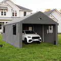 13x25 Carport, Heavy Duty Carport Canopy Garage with Removable Sidewalls and Drive Through Roll Up Zipper Doors, Grey