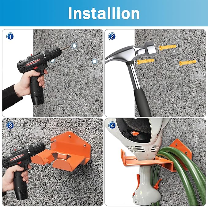 Weedeater Hanger Wall Mount Garage Organizer Trimmer Rack for Garage Wall, String Trimmer Hanger Heavy Duty Weed Wacker Hooks 2 Pack