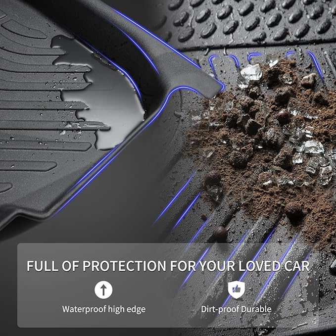 KELCSEECS® Floor Mats Custom for Ford Ranger SuperCrew Cab 2024-2025 All Weather Protection TPE Heavy Duty Non-Slip Automotive Floor Liners Fits Front & 2nd Row Full Set Accessories, Black