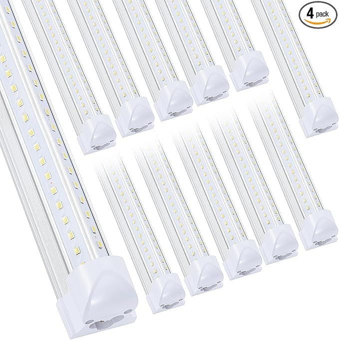12 Pack,Led Shop Lights, 8FT Led Shop Light,100W 6000K 15000LM Clear White, Led Shop Light 8FT 110V Linkable Integrated V-Shape for Shop Garage,Warehouse,