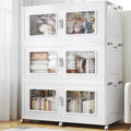 900 Qt Stackable Storage Bin with Lid, 225Gal Extra Large Collapsible Storage Boxes, Folding Plastic Drawer, Heavy-Duty Store Cabinet, Closet Organizer for Home Kitchen, 3 Pack White
