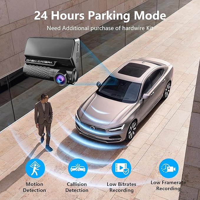 4K Dash Cam Front and Rear, 30FPS Dash Camera for Cars with UHD 2160P Night Vision, 3'' IPS Screen Dual Dashcam Built-in WiFi with GPS, App Control, 24H Parking Mode, G-Sensor