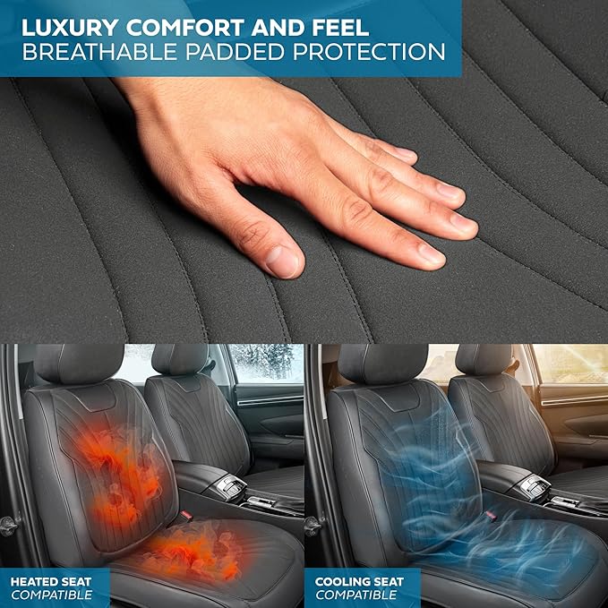 Elite Edition Faux Leather & Suede Seat Covers for Cars, Trucks, & SUV - 2 Charcoal Car Seat Covers for Front Seats - Universal Fit Car Accessories Automotive Interior Protector for Cars