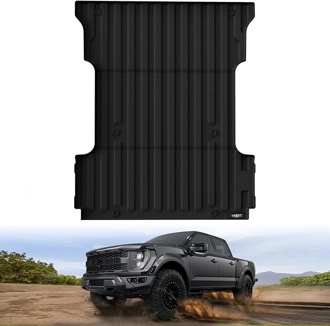 LASFIT Bed Mat for Ford F-150 (6.5ft, 78.9in) 2015-2025(Not for Pro Access Tailgate or Bed w/Side Storage), Custom Fit All Weather Protector Durable TPE Truck Bed Liner Easy Clean- Black