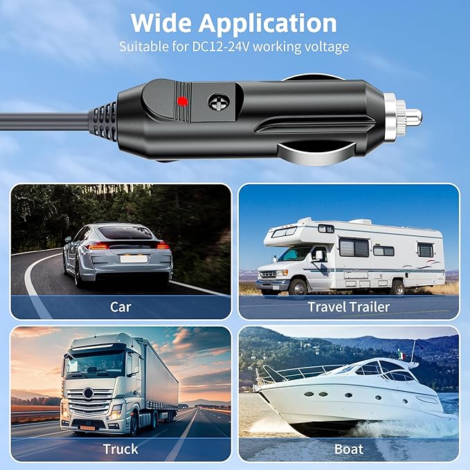 Starlink Mini Cable 12V 24V Car Adapter 10FT/3M Cigarette Lighter to DC Cord Replacement DC Power Cable 18AWG for Starlink Charging Cord Waterproof