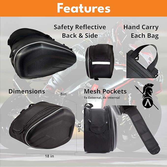 Motorcycle Saddlebags, 36L-58L Expandable Capacity, Motorcycle Panniers Universal, Waterproof, Detachable, Collapsible for Sport Dirt Bike Side Bags and Luggage