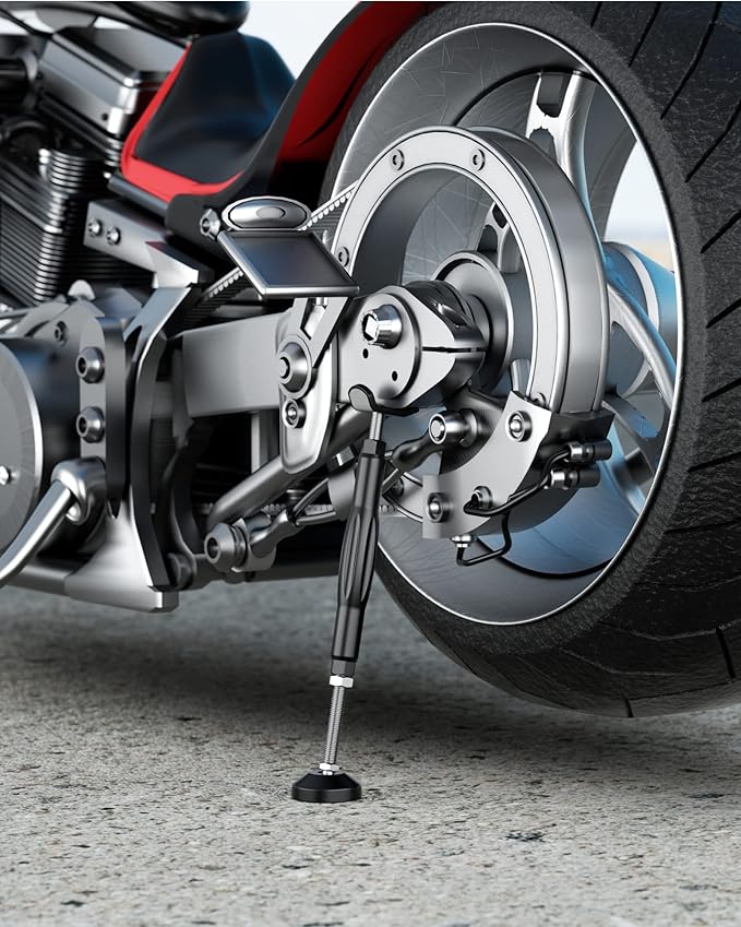 BRCOVAN Motorcycle Stand Wheel Chain Cleaning Maintenance Stand, Portable Lift Stand Jack, Replacement Ridding Emergency Tool for All Motorcycle, Set Includes Brake Buckle