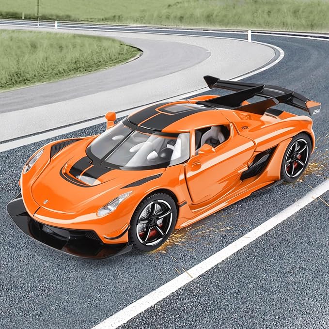 Toy Cars Model Jesko 1/22 Diecast Metal Sports Toy Cars for Boys, Alloy Collectible Model Car with Sound and Lights, Race Model Car for Kids