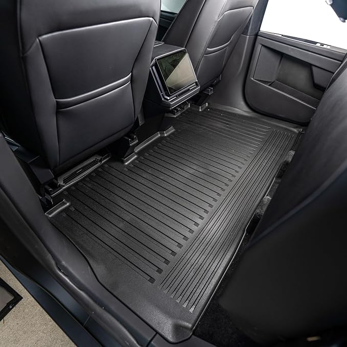 OEDRO Floor Mats Fit for Tesla Cybertruck 2024 2025, TPE All Weather Floor Liners Custom Fit for 2024 Cybertruck Accessories, 1st & 2nd Row Car Mats, Black